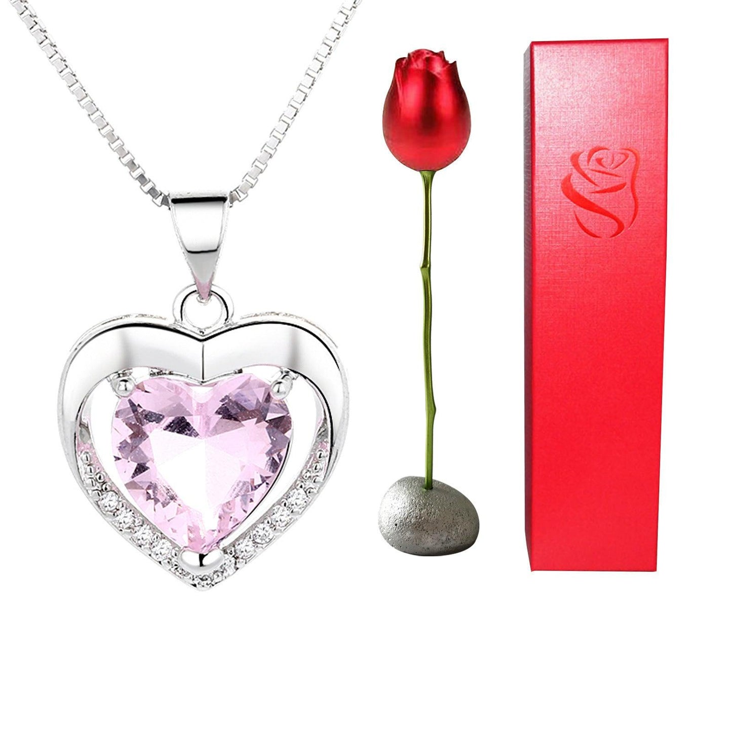 Heart-Shaped Blue & Purple Crystal Rose Pendant Necklace – Perfect Valentine’s Day Gift! - Efrosiny