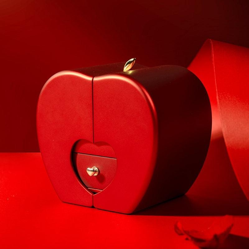 Red Apple Jewelry Box | Eternal Rose and Necklace - Efrosiny