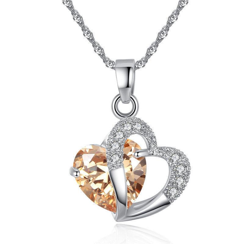 European and American Amethyst Multicolored Zircon Heart Necklace – Elegant Jewelry for Women! - Efrosiny