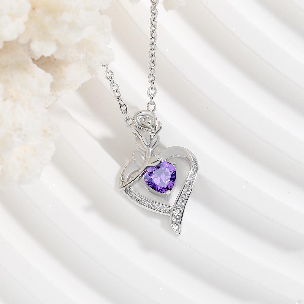 Rose Heart Necklace with Rhinestones – The Perfect Gift - Efrosiny
