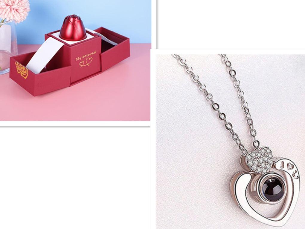 Metal Rose Jewelry Gift Box Necklace! - Efrosiny