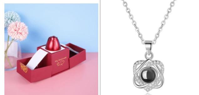 Metal Rose Jewelry Gift Box Necklace! - Efrosiny