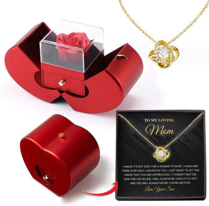 Red Apple Jewelry Box | Eternal Rose and Necklace - Efrosiny