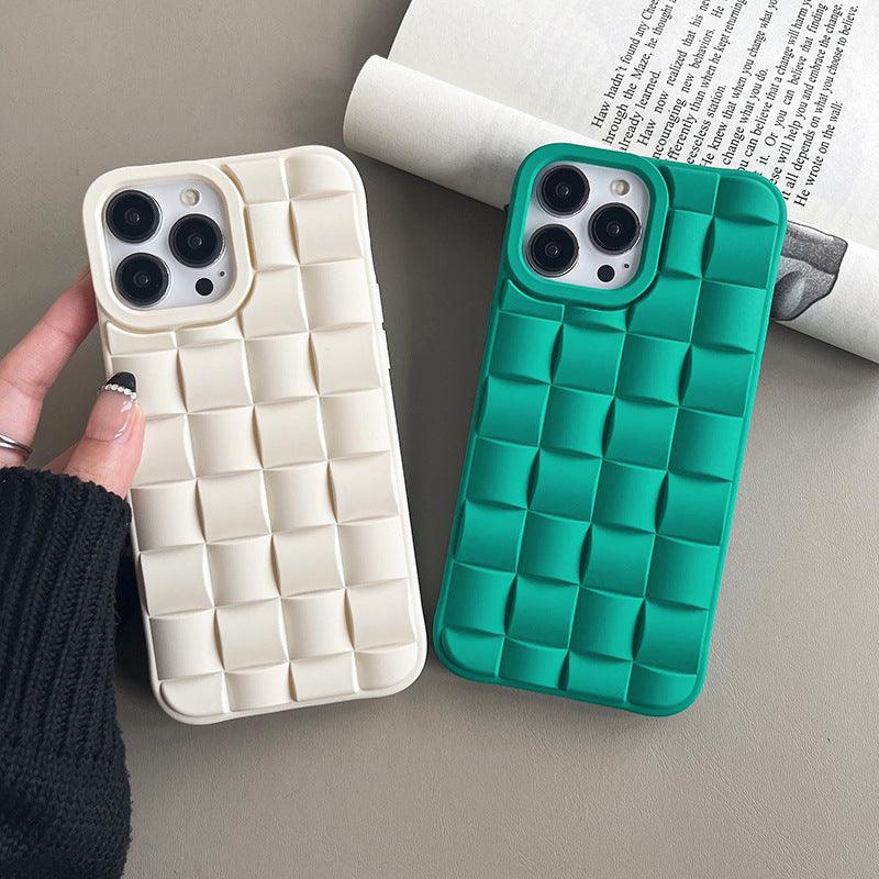 Women’s Fashion Woven Check Cell Phone Case – Stylish Protection! - Efrosiny