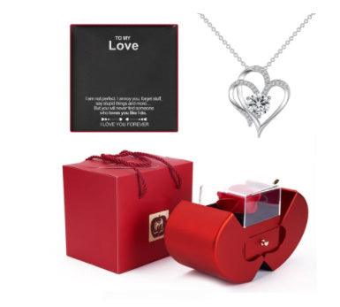 Red Apple Jewelry Box | Eternal Rose and Necklace - Efrosiny