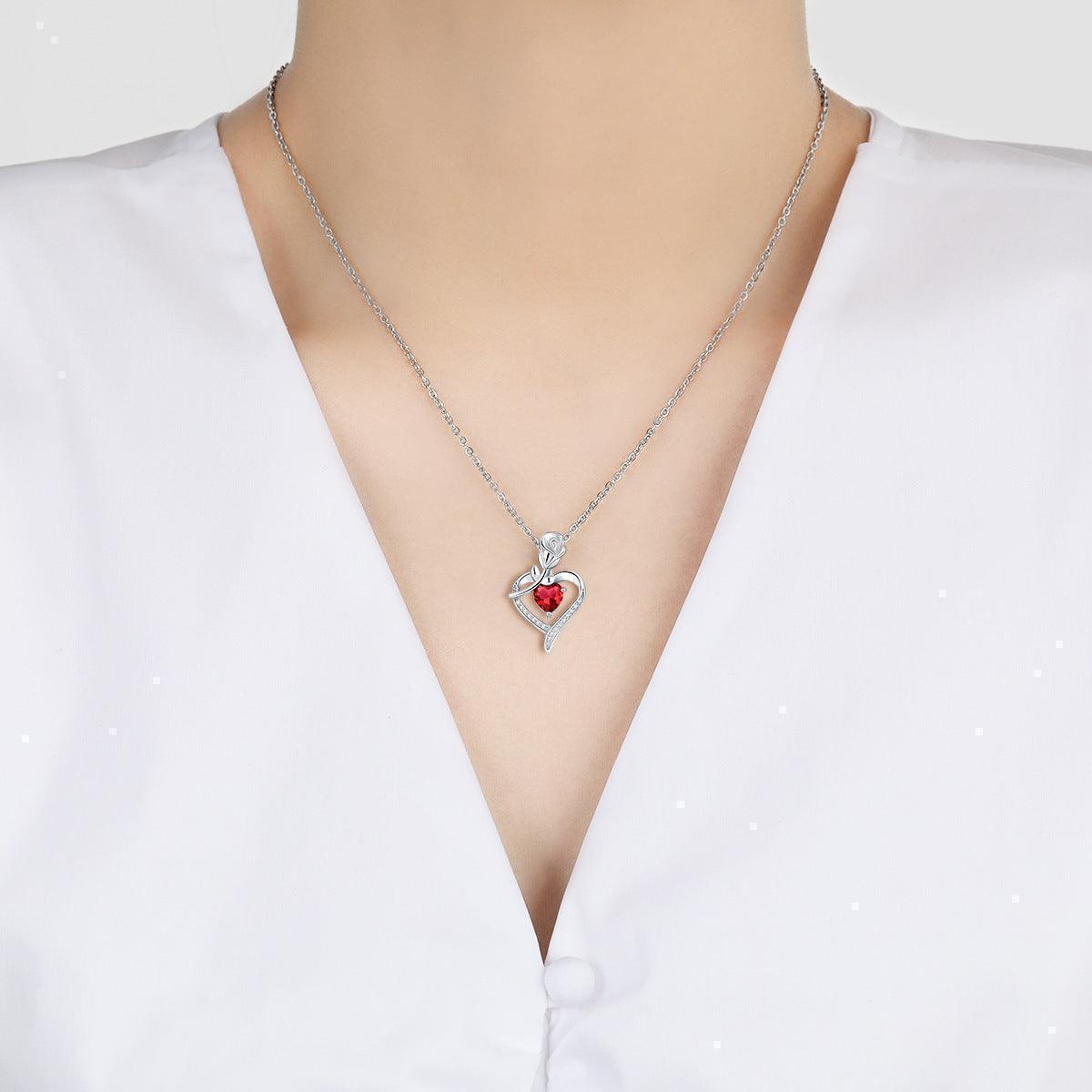 Rose Heart Necklace with Rhinestones – The Perfect Gift - Efrosiny
