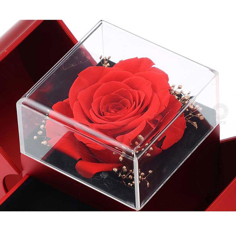 Red Apple Jewelry Box | Eternal Rose and Necklace - Efrosiny