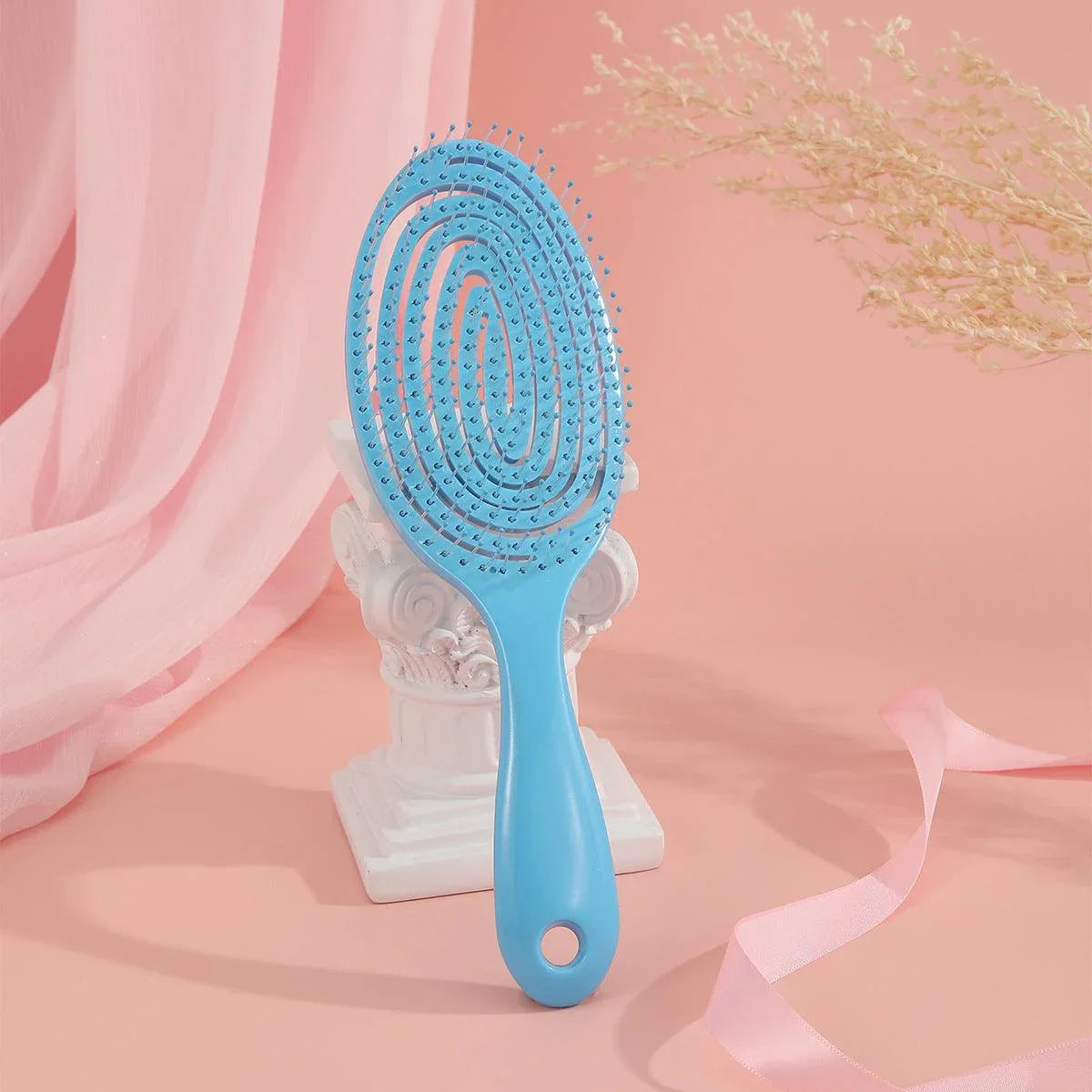 Hollow Hair Candy Color Dry Comb - Lightweight, Durable & Stylish! Sky Blue