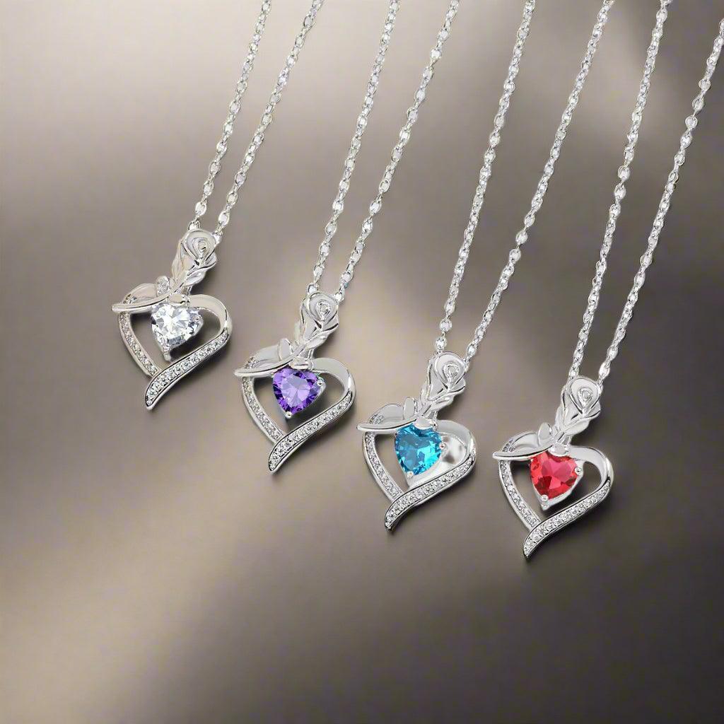 Rose Heart Necklace with Rhinestones – The Perfect Gift - Efrosiny