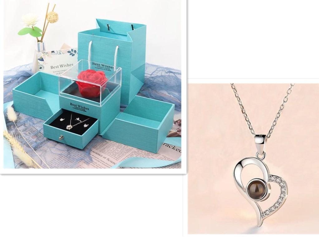 Metal Rose Jewelry Gift Box Necklace! - Efrosiny