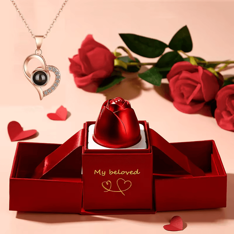 Metal Rose Jewelry Gift Box Necklace! - Efrosiny