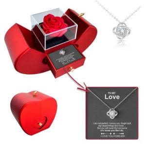 Red Apple Jewelry Box | Eternal Rose and Necklace - Efrosiny