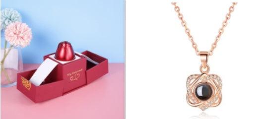 Metal Rose Jewelry Gift Box Necklace! - Efrosiny