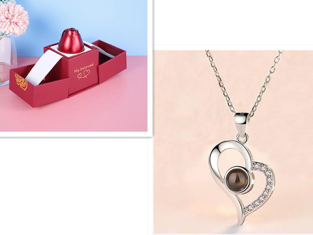 Metal Rose Jewelry Gift Box Necklace! - Efrosiny