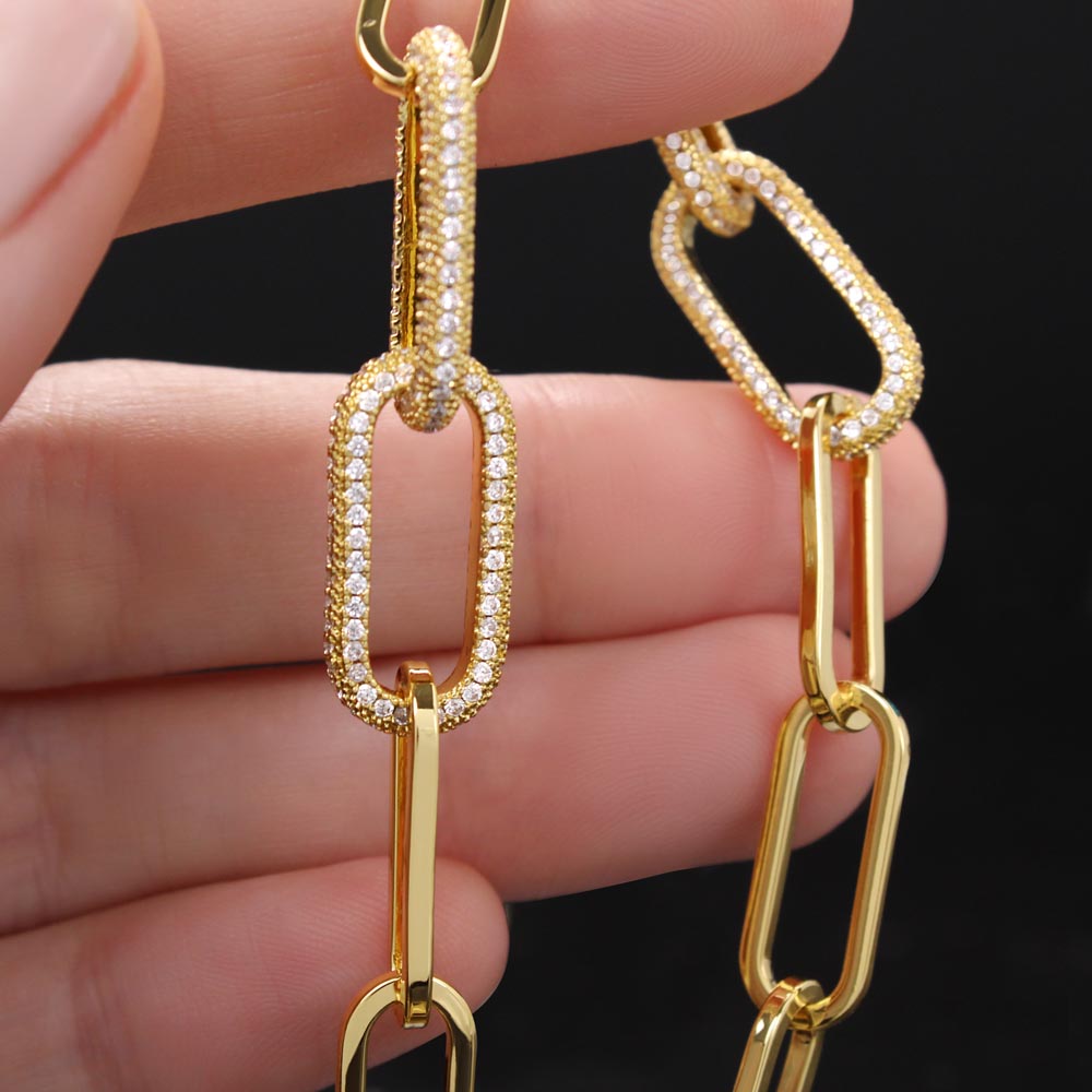 CZ Paperclip Chain Necklace !