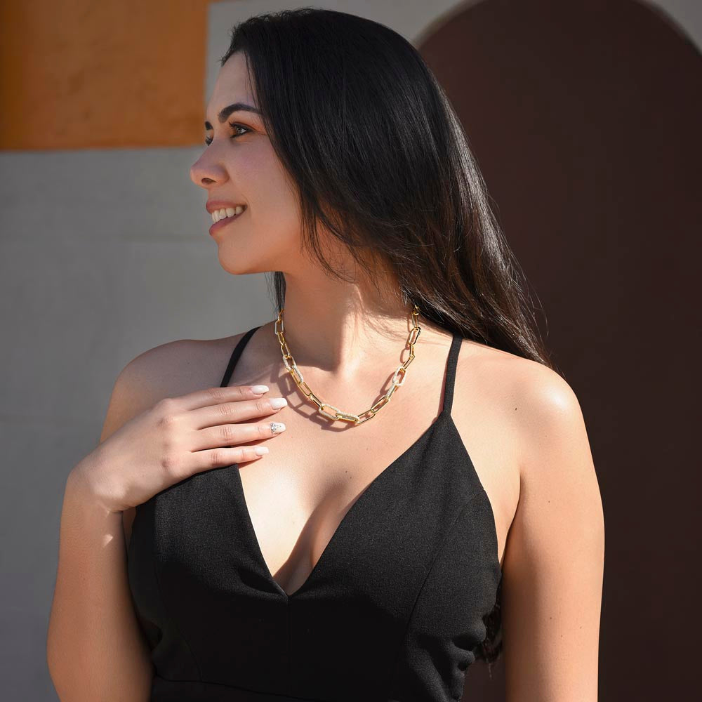CZ Paperclip Chain Necklace !