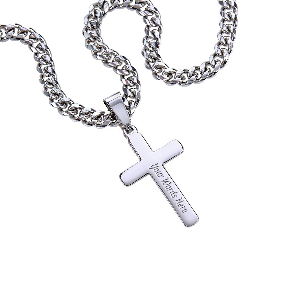💎 Cuban Link Chain with Custom Engraved Artisan Cross – Bold & Timeless Design! ✨