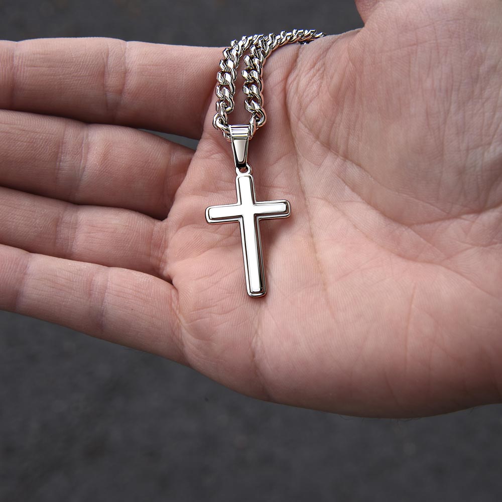 💎 Cuban Link Chain with Custom Engraved Artisan Cross – Bold & Timeless Design! ✨