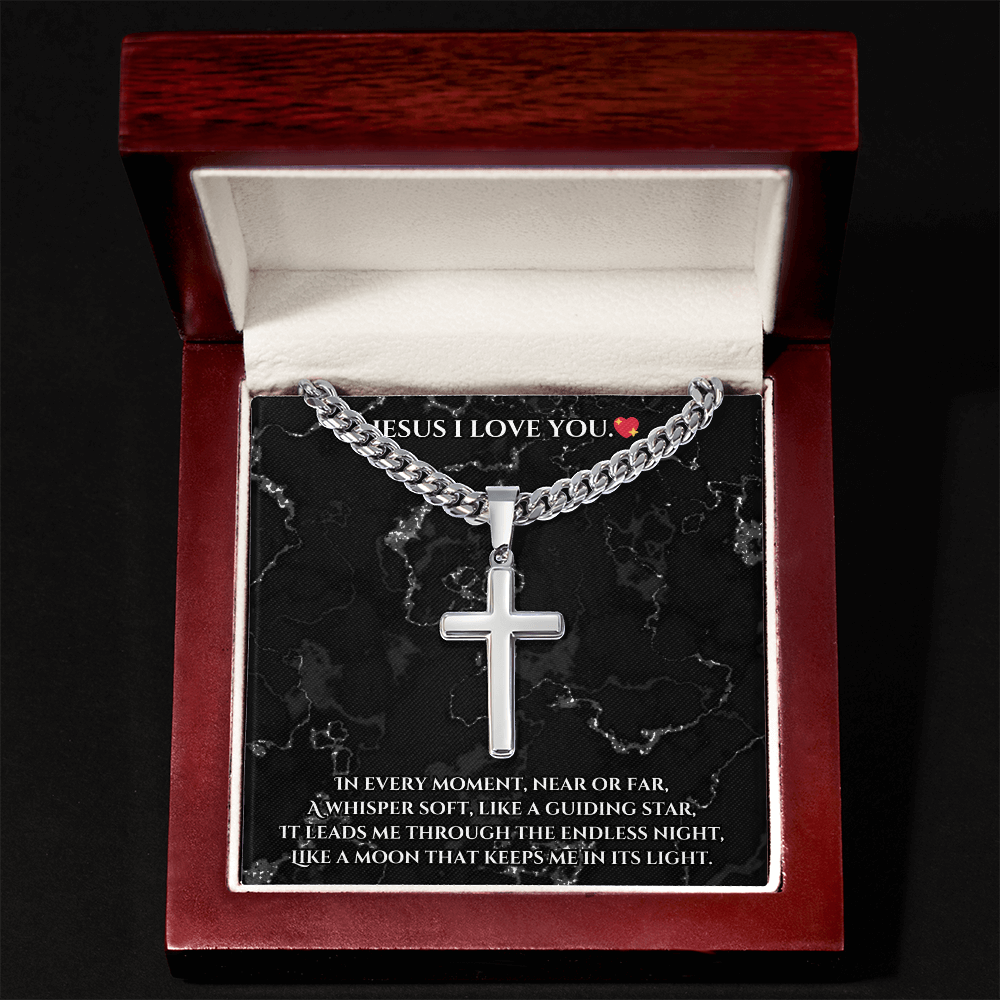 💎 Cuban Link Chain with Custom Engraved Artisan Cross – Bold & Timeless Design! ✨