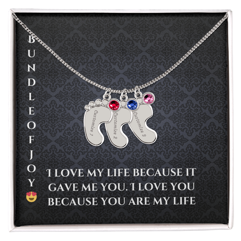 Engraved Baby Feet Necklace with Birthstone – A Cherished Keepsake for New Parents