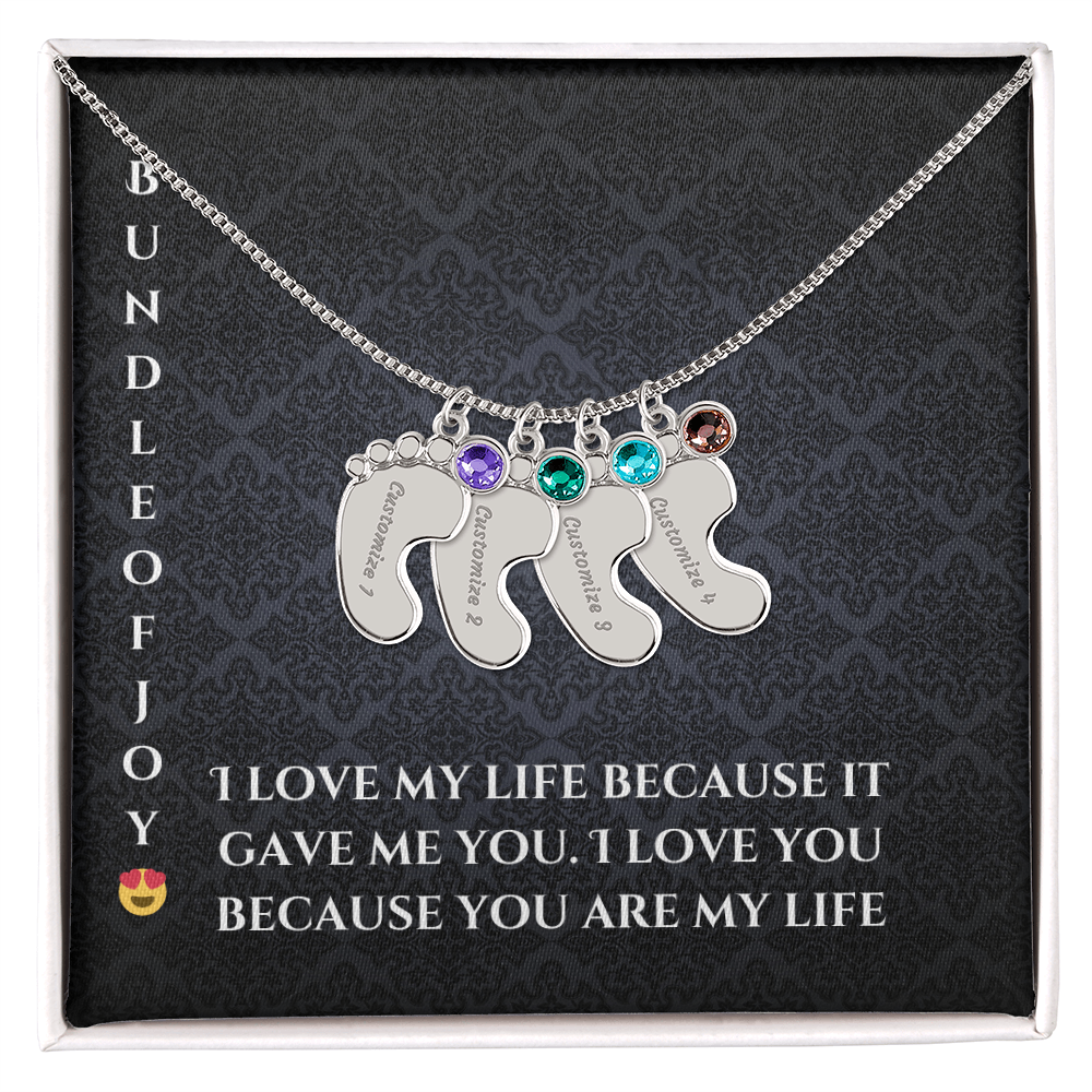 Engraved Baby Feet Necklace with Birthstone – A Cherished Keepsake for New Parents