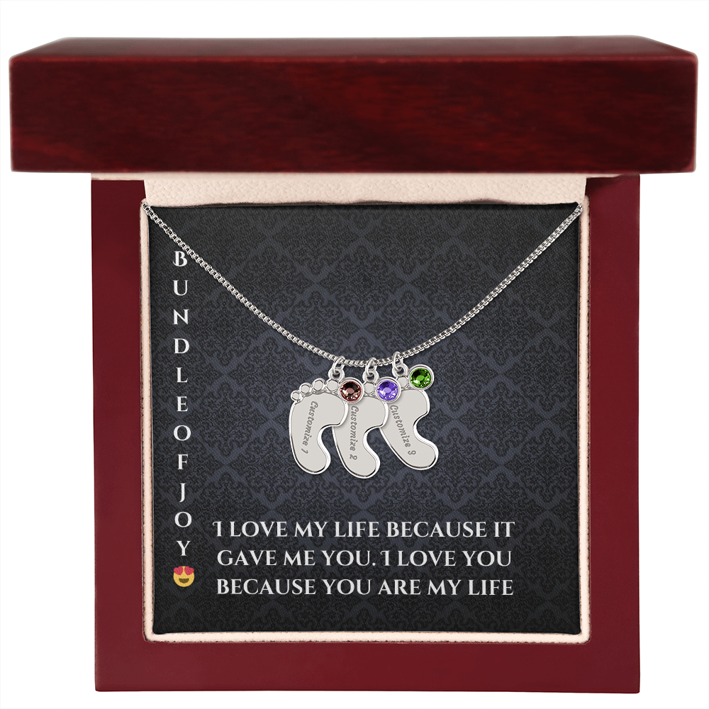 Engraved Baby Feet Necklace with Birthstone – A Cherished Keepsake for New Parents