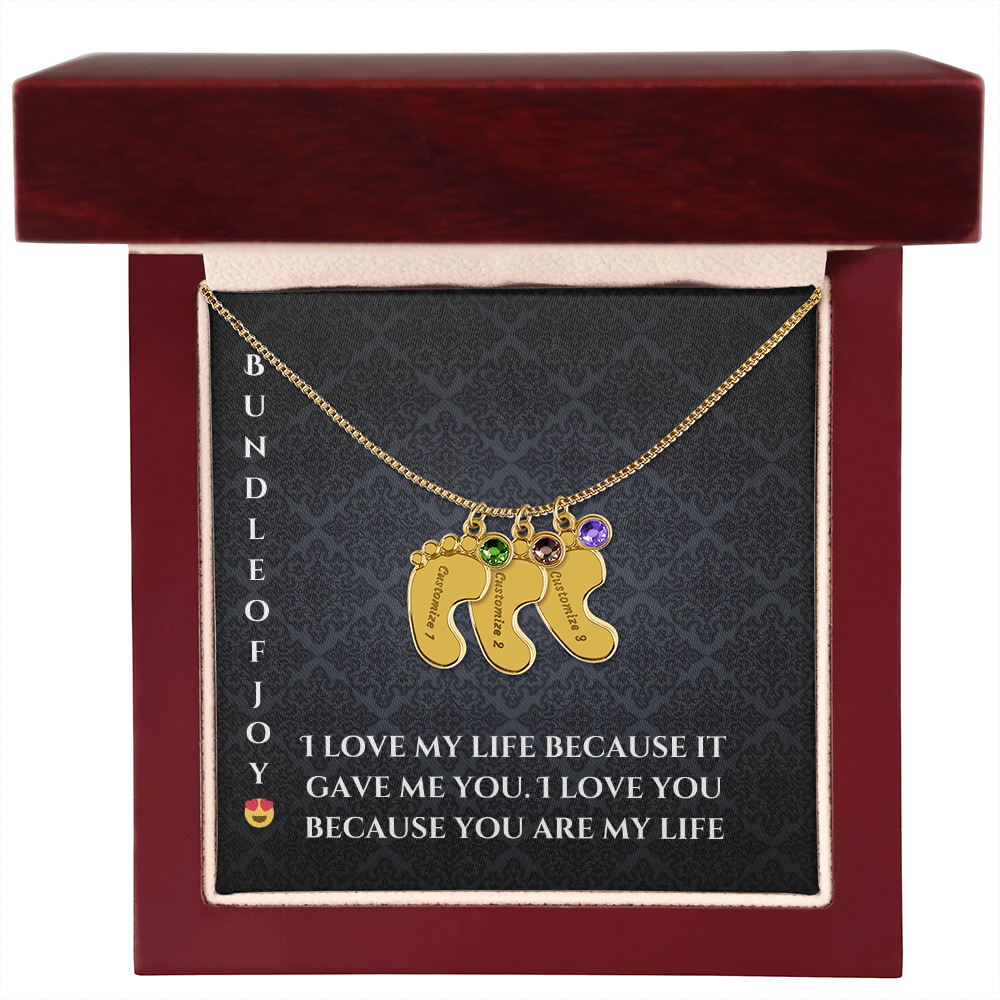 Engraved Baby Feet Necklace with Birthstone – A Cherished Keepsake for New Parents