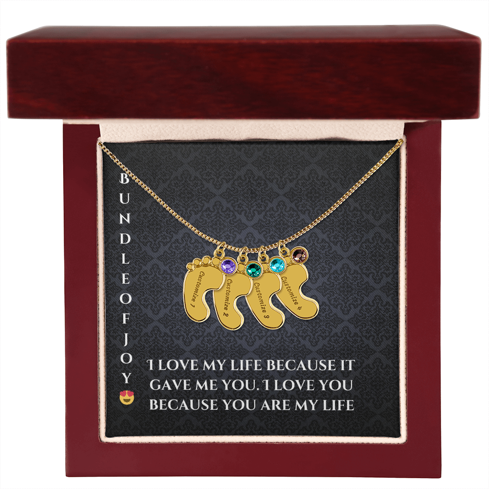 Engraved Baby Feet Necklace with Birthstone – A Cherished Keepsake for New Parents