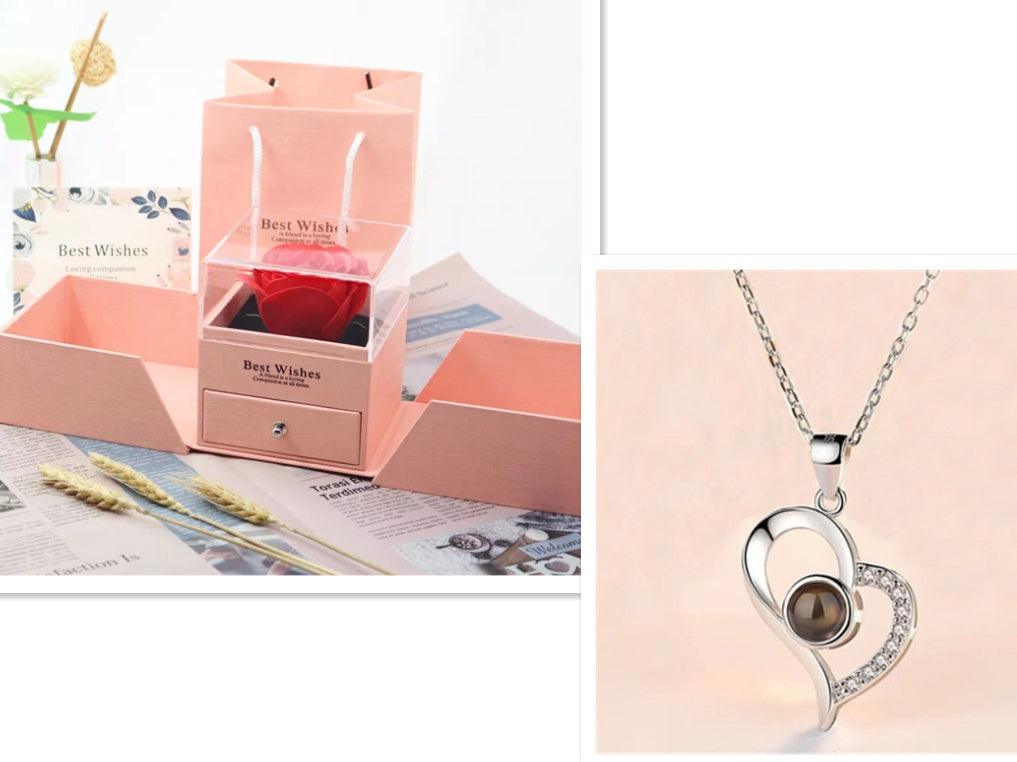 Metal Rose Jewelry Gift Box Necklace! - Efrosiny