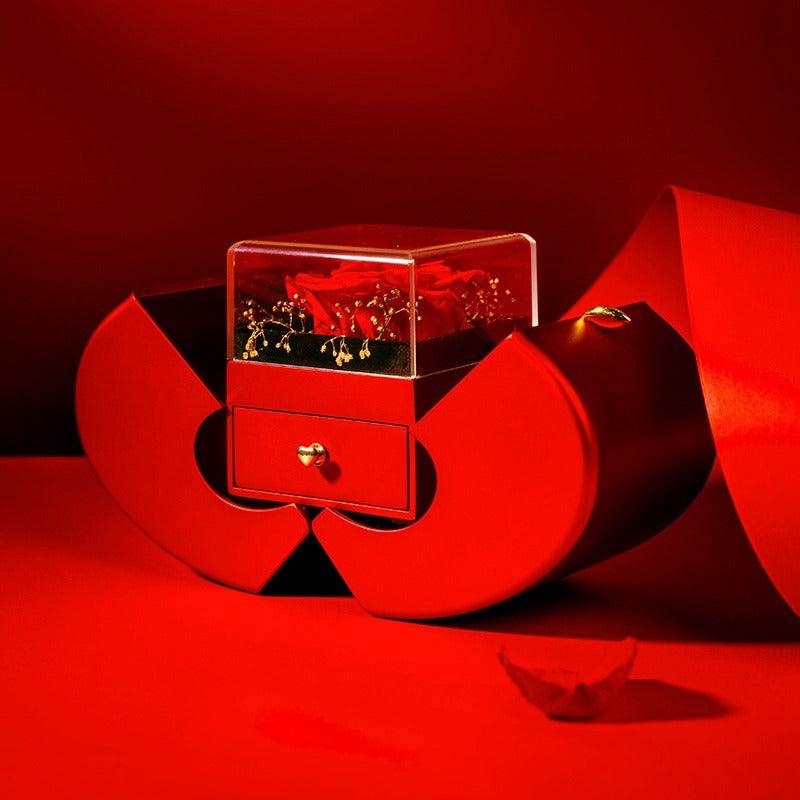 Red Apple Jewelry Box | Eternal Rose and Necklace - Efrosiny