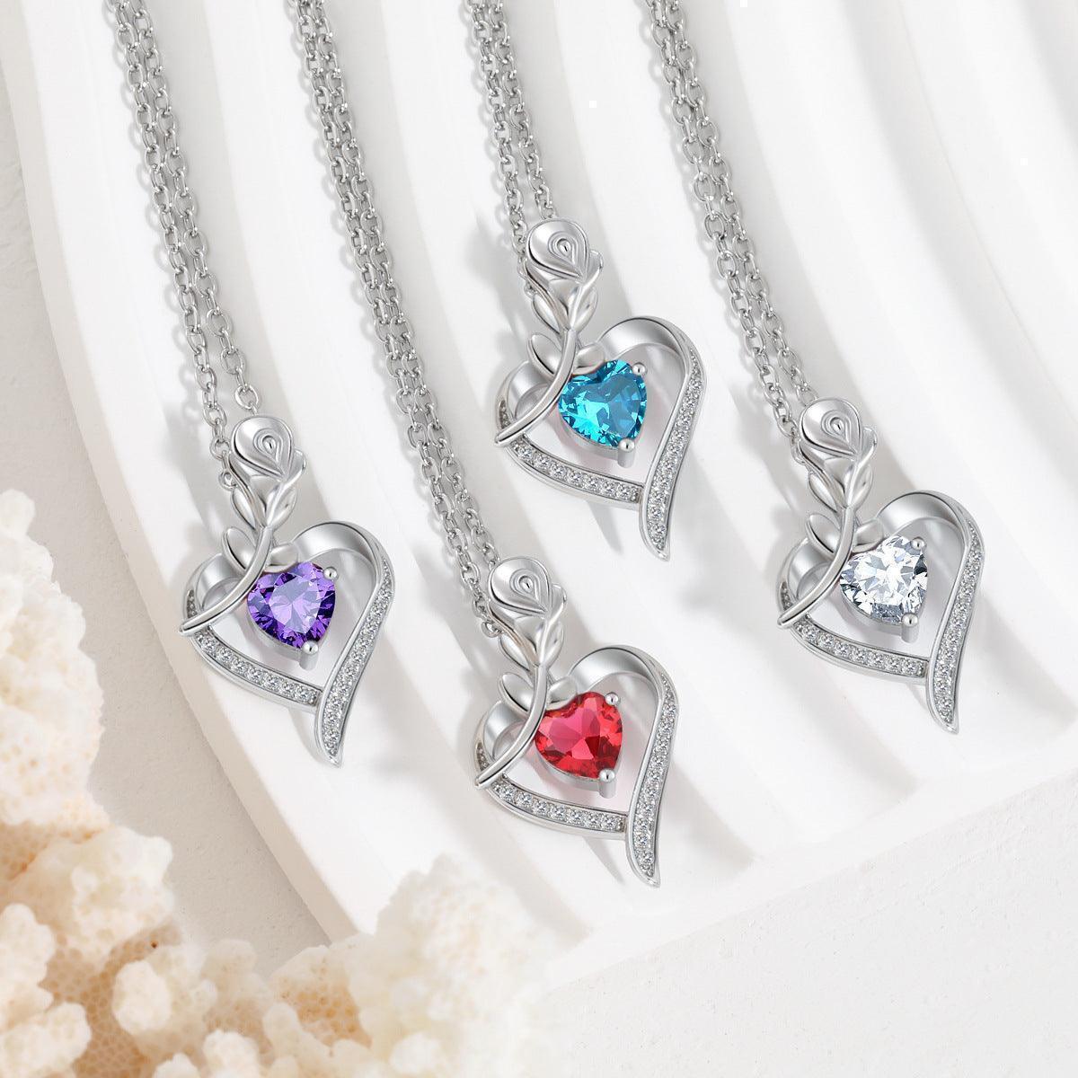 Rose Heart Necklace with Rhinestones – The Perfect Gift - Efrosiny