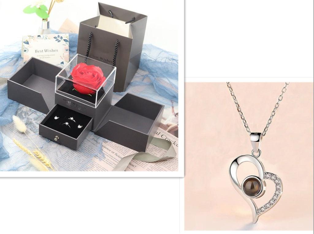 Metal Rose Jewelry Gift Box Necklace! - Efrosiny