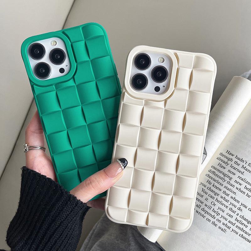 Women’s Fashion Woven Check Cell Phone Case – Stylish Protection! - Efrosiny