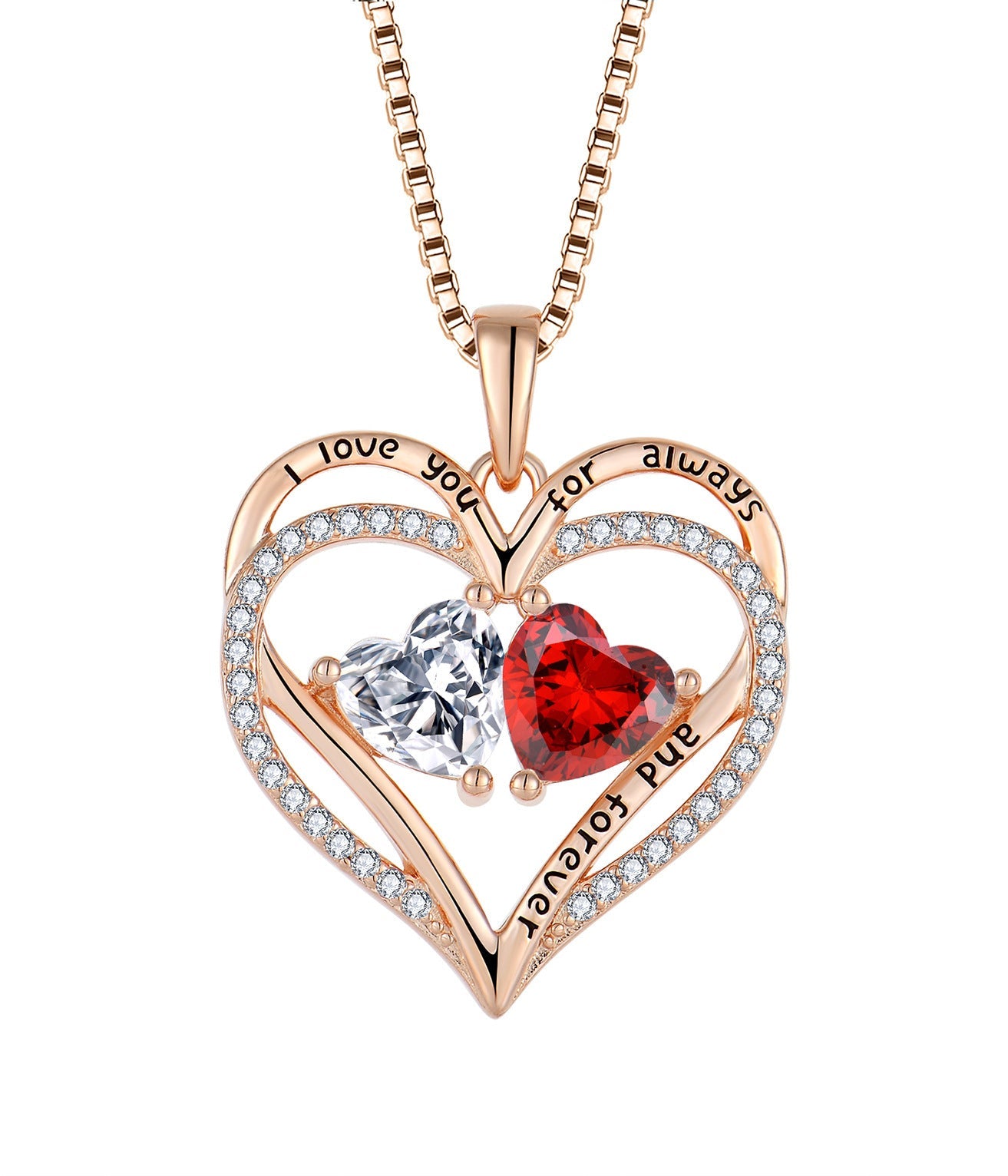 S925 Silver Double Love Necklace with Rhinestones – Elegant Heart Pendant! - Efrosiny