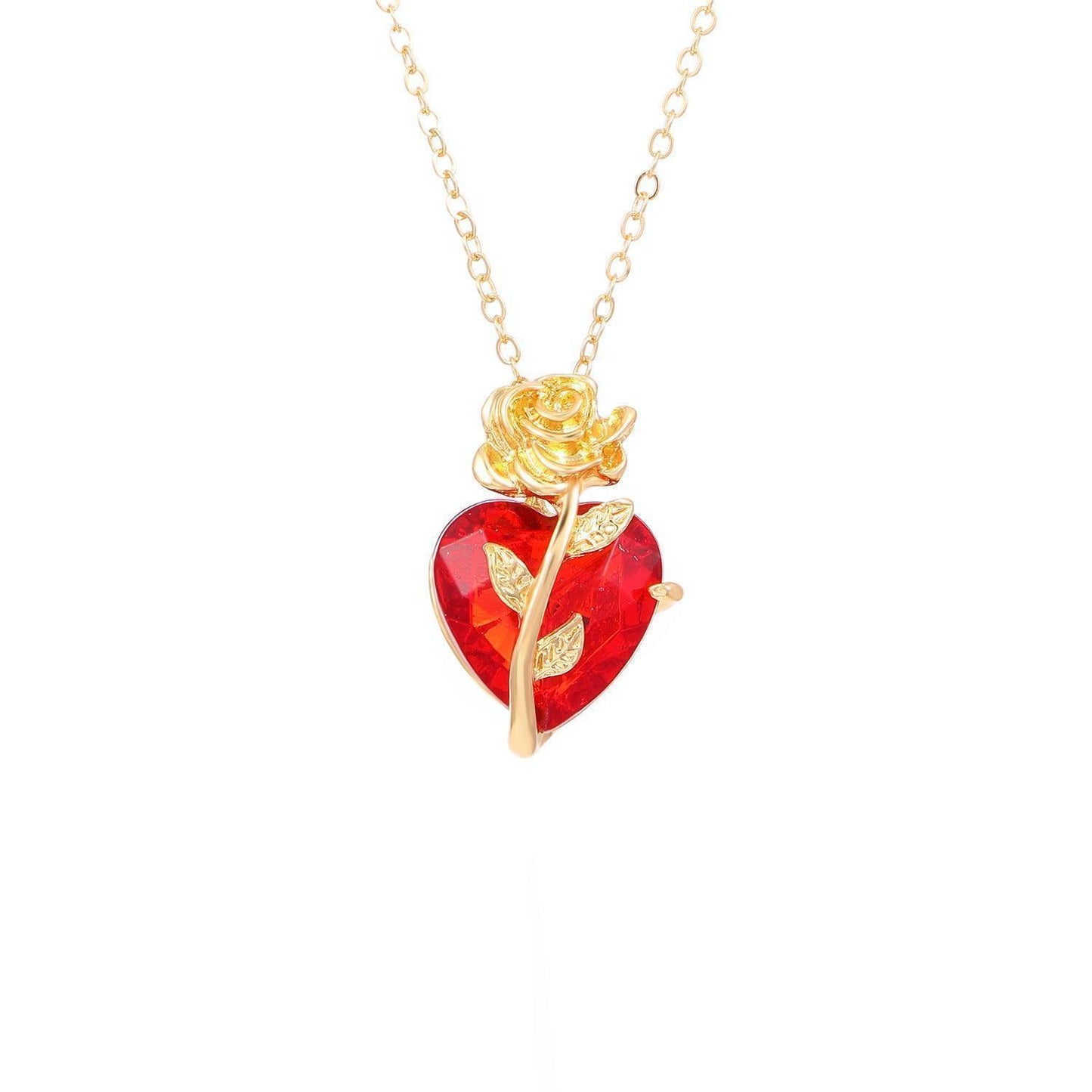 Punk Rose Love Necklace – Bold Heart Pendant for Romantic & Edgy Style - Efrosiny