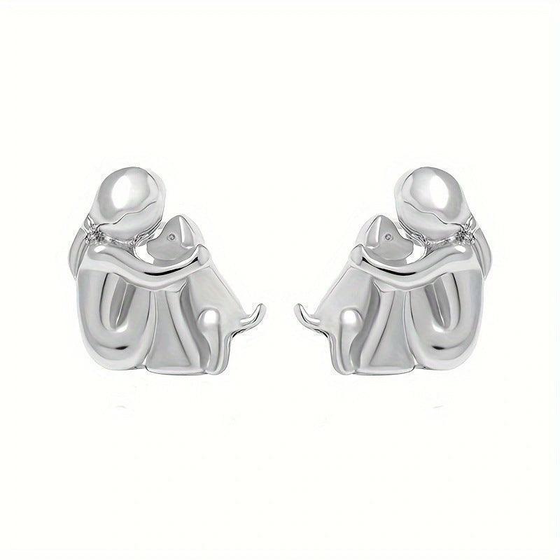 Fashion Jewelry Little Girl and Dog Hug Ear Studs – Perfect for Pet Lovers - Efrosiny