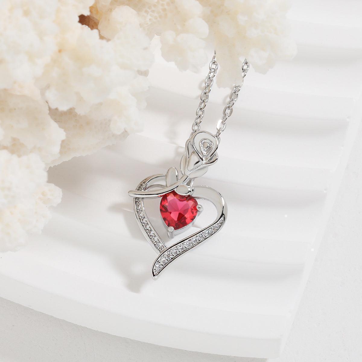 Rose Heart Necklace with Rhinestones – The Perfect Gift - Efrosiny
