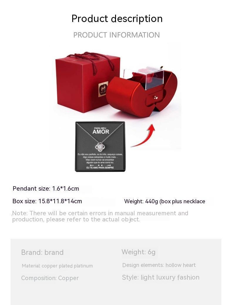 Red Apple Jewelry Box | Eternal Rose and Necklace - Efrosiny