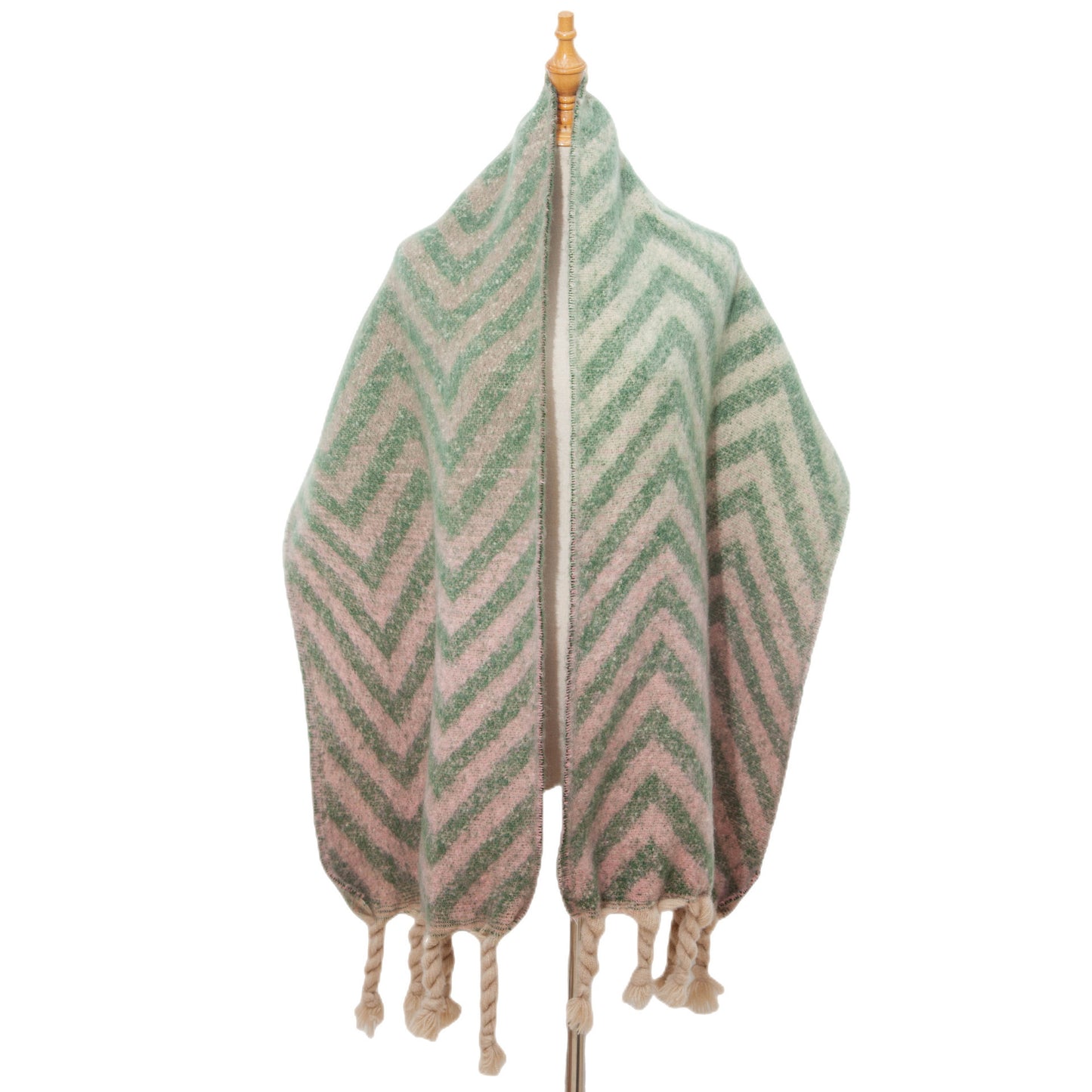 European and American Autumn & Winter Knotted Coarse Braid Imitated Mohair Jacquard Sweater