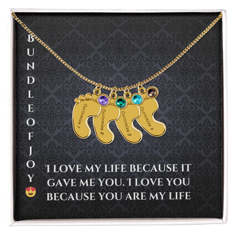 Engraved Baby Feet Necklace with Birthstone – A Cherished Keepsake for New Parents