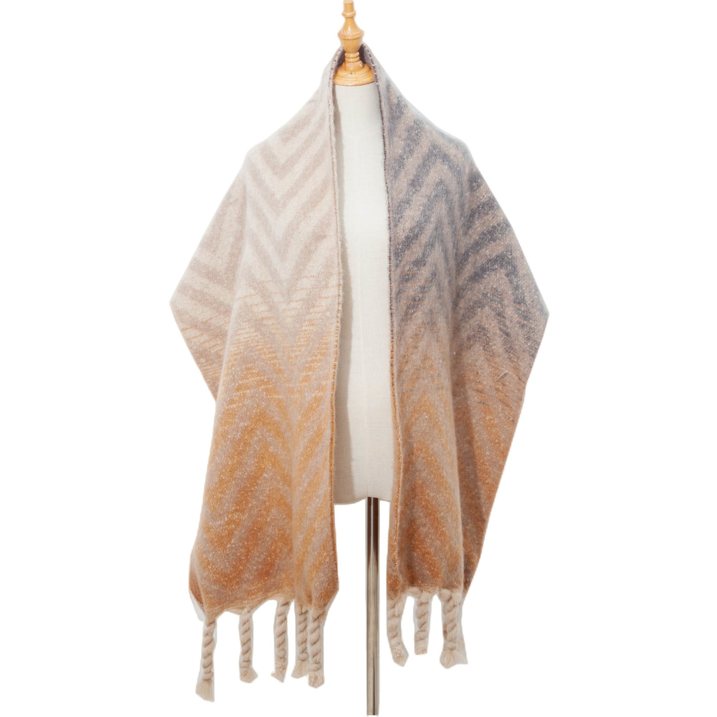 European and American Autumn & Winter Knotted Coarse Braid Imitated Mohair Jacquard Sweater